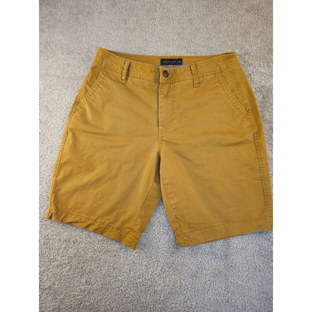 Aeropostale Mens Mustard Yellow Chino Shorts Size 30 Cotton Blend Casual Wear